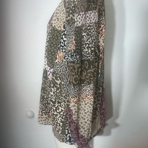 Est. 1946 Animal Print Top Blouse Size Xs Boho Peasant Patchwork Leopard - Picture 4 of 6